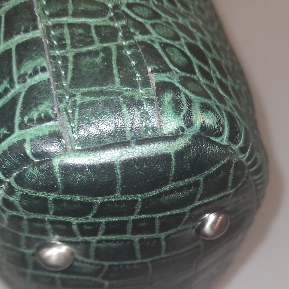 Patricia Nash Green Crocodile Embossed Satchel 10th Year Anniversary W/ Dustbag - Picture 5 of 11